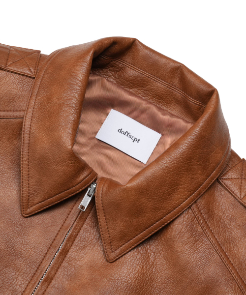 DOFFSEPT（ドフセプト）の「Overfit Two Pocket Leather Blouson in Brown（ライダースジャケット・レディース・その他・FREE）」の4枚目の写真