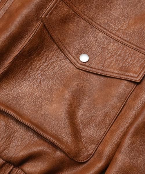 DOFFSEPT（ドフセプト）の「Overfit Two Pocket Leather Blouson in Brown（ライダースジャケット・レディース・その他・FREE）」の6枚目の写真