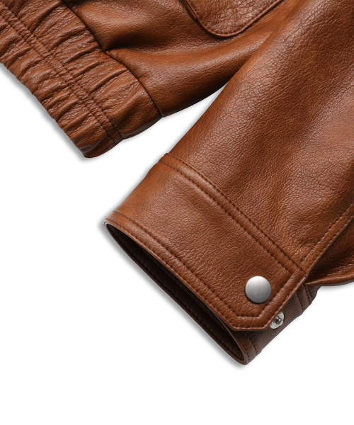 DOFFSEPT（ドフセプト）の「Overfit Two Pocket Leather Blouson in Brown（ライダースジャケット・レディース・その他・FREE）」の7枚目の写真