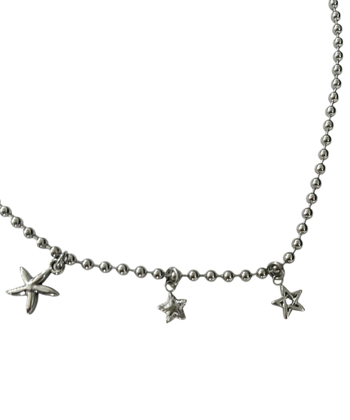 SK8ER ROCK（スケーターロック）の「Multy Star Ball Chain Surgical Steel Necklace ((Steel))（ネックレス・レディース・その他・FREE）」の2枚目の写真