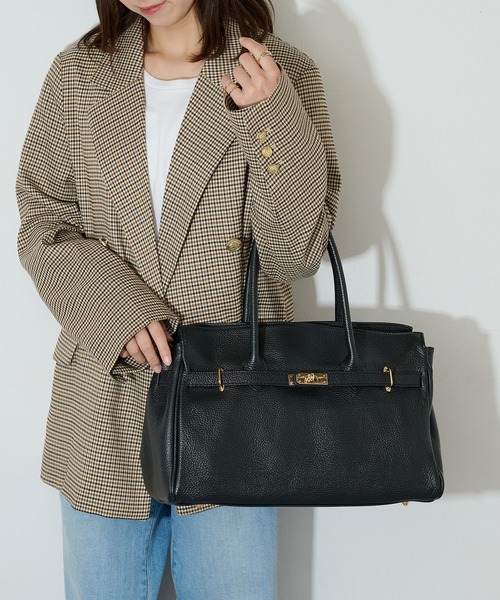 AULENTTI(オウレンティ)の「【AULENTTI】ベルト金具 A4 レザートートバッグ FB-05600-DO(トートバッグ・レディース・ブラック/キャメル・FREE)」の19枚目の写真