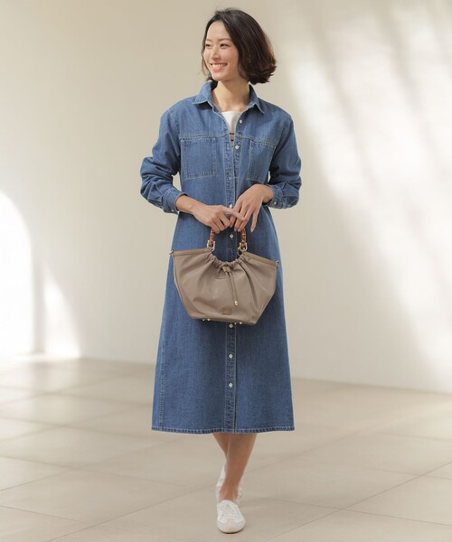 J.PRESS Ladies(J.プレス レディス)の「コットンリネン 7oz デニム シャツ ワンピース(ワンピース・レディース・ダルブルー系/スカイブルー系・XS)」の4枚目の写真