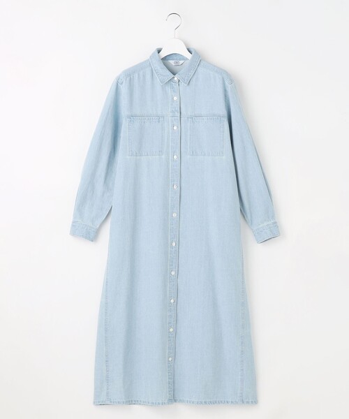 J.PRESS Ladies(J.プレス レディス)の「コットンリネン 7oz デニム シャツ ワンピース(ワンピース・レディース・ダルブルー系/スカイブルー系・XS)」の9枚目の写真