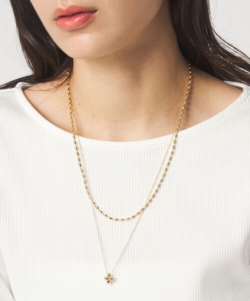 green label relaxing（グリーンレーベルリラクシング）の「2連チェーン ポコポコチャーム ネックレス（ネックレス・レディース・シルバー/ゴールド・FREE）」の2枚目の写真