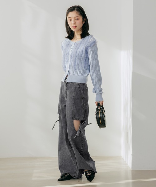 Heather(ヘザー)の「【ウエストサイドボタンで自由にフィット】2WAYスリットデニムパンツ 654131(デニムパンツ・レディース・ブルー/ブルー系その他/グレー・M/S)」の16枚目の写真