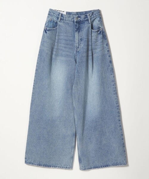 CITEN(シテン)の「<CITEN>タックデニムワイドパンツ(デニムパンツ・レディース・ブラック/ライトブルー・M/S)」の1枚目の写真