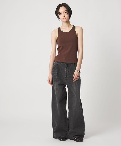 CITEN(シテン)の「<CITEN>タックデニムワイドパンツ(デニムパンツ・レディース・ブラック/ライトブルー・M/S)」の2枚目の写真
