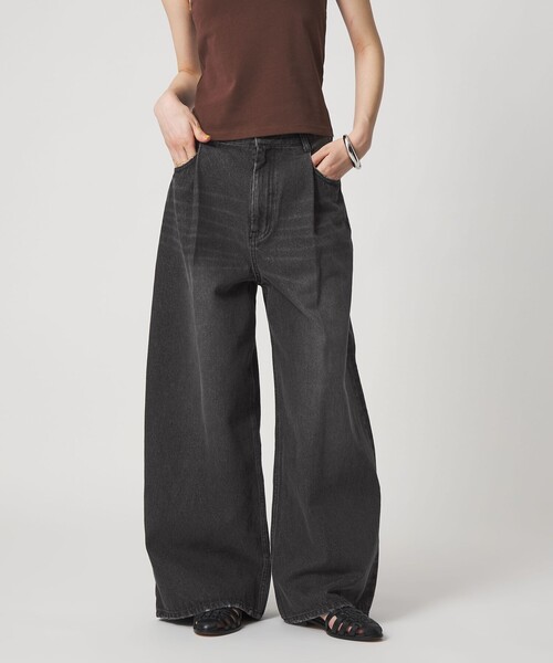 CITEN(シテン)の「<CITEN>タックデニムワイドパンツ(デニムパンツ・レディース・ブラック/ライトブルー・M/S)」の3枚目の写真