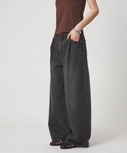 CITEN(シテン)の「<CITEN>タックデニムワイドパンツ(デニムパンツ・レディース・ブラック/ライトブルー・M/S)」の4枚目の写真