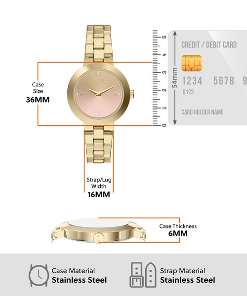ARMANI EXCHANGE(アルマーニエクスチェンジ)の「アルマーニ・エクスチェンジ 腕時計 レディース アナログ ステンレス AX5182(アナログ腕時計・レディース・ゴールド・FREE)」の5枚目の写真