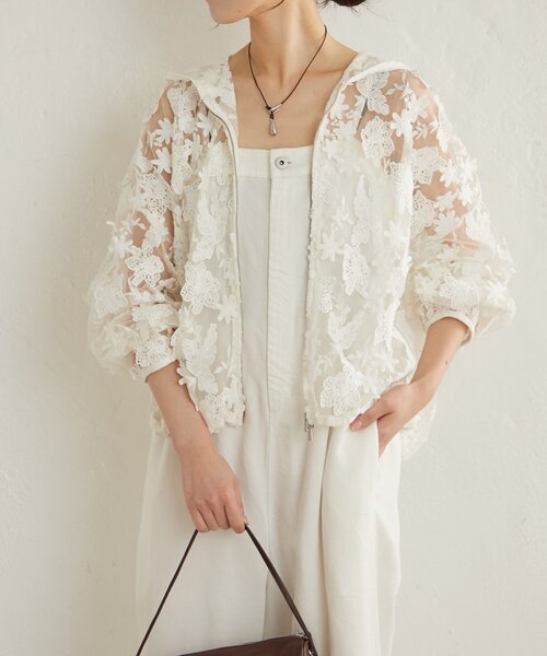 Omekashi（オメカシ）の「レースフーディ（ブルゾン・レディース・オフホワイト/ブラック・FREE）」の20枚目の写真