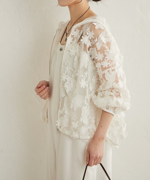 Omekashi（オメカシ）の「レースフーディ（ブルゾン・レディース・オフホワイト/ブラック・FREE）」の19枚目の写真