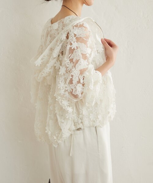 Omekashi（オメカシ）の「レースフーディ（ブルゾン・レディース・オフホワイト/ブラック・FREE）」の17枚目の写真