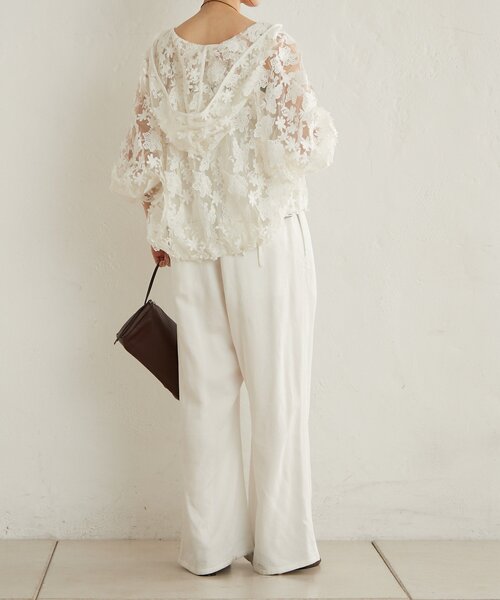 Omekashi（オメカシ）の「レースフーディ（ブルゾン・レディース・オフホワイト/ブラック・FREE）」の13枚目の写真