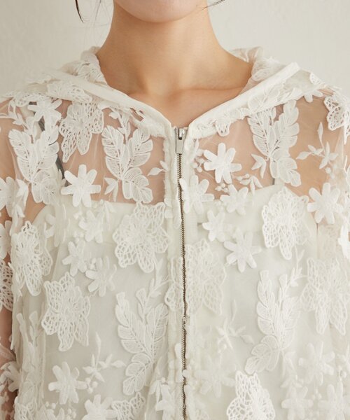 Omekashi（オメカシ）の「レースフーディ（ブルゾン・レディース・オフホワイト/ブラック・FREE）」の5枚目の写真