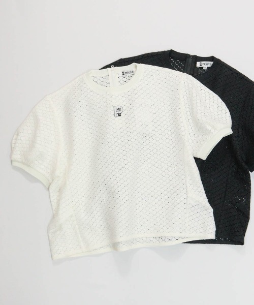STUDIO PICONE(スタジオピッコーネ)の「クロシェレースプルオーバー(Tシャツ/カットソー・レディース・ホワイト/ブラック・LL/L/M)」の2枚目の写真