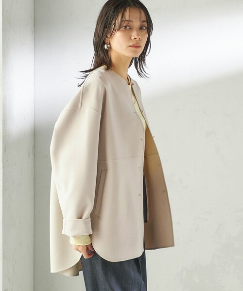 セール】〈手洗い可能〉ストレッチ 二重織 リバー 仕立て ノーカラー