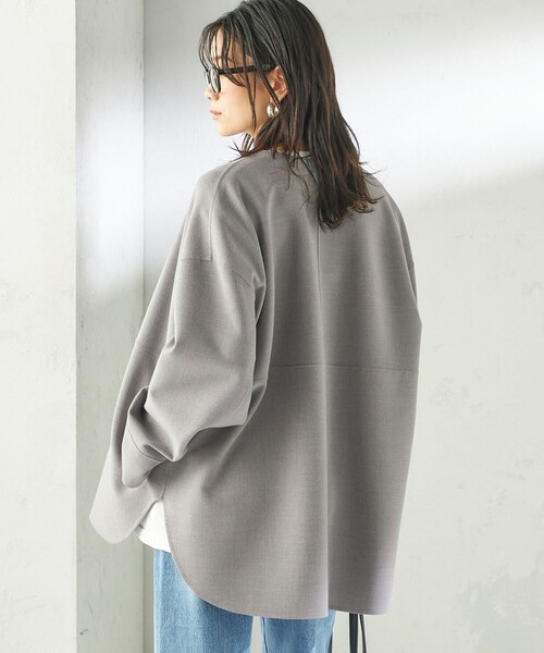 SHIPS(シップス)の「〈手洗い可能〉ストレッチ 二重織 リバー 仕立て ノーカラー コート(ノーカラーコート・レディース・ネイビー/ベージュ/グレー・ONE SIZE)」の18枚目の写真