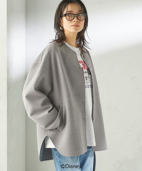 SHIPS(シップス)の「〈手洗い可能〉ストレッチ 二重織 リバー 仕立て ノーカラー コート(ノーカラーコート・レディース・ネイビー/ベージュ/グレー・ONE SIZE)」の19枚目の写真