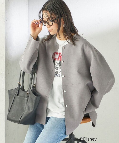 SHIPS(シップス)の「〈手洗い可能〉ストレッチ 二重織 リバー 仕立て ノーカラー コート(ノーカラーコート・レディース・ネイビー/ベージュ/グレー・ONE SIZE)」の20枚目の写真
