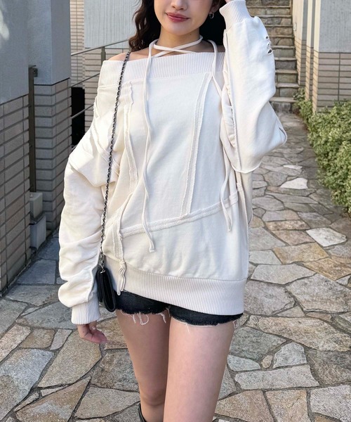 SPIRALGIRL（スパイラルガール）の「チョーカーピグメントオーバーチュニック（ワンピース・レディース・ブルー/オフホワイト/ブラック・FREE）」の7枚目の写真