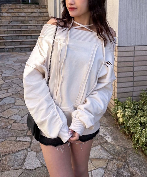 SPIRALGIRL（スパイラルガール）の「チョーカーピグメントオーバーチュニック（ワンピース・レディース・ブルー/オフホワイト/ブラック・FREE）」の8枚目の写真