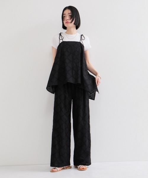le cercle ADAM ET ROPE'(ルセルクルアダムエロペ)の「スクエアレースイージーパンツ/セットアップ対応(その他パンツ・レディース・ブラック/ブラウン/ホワイト・FREE)」の5枚目の写真