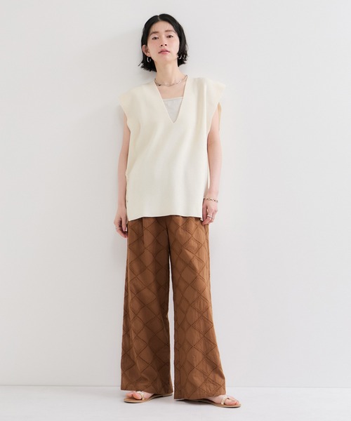 le cercle ADAM ET ROPE'(ルセルクルアダムエロペ)の「スクエアレースイージーパンツ/セットアップ対応(その他パンツ・レディース・ブラック/ブラウン/ホワイト・FREE)」の10枚目の写真