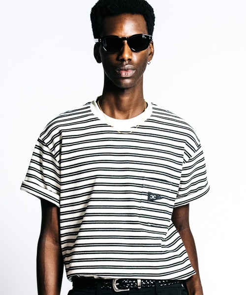 CRIMIE(クライミー)の「HEAVY OZ FLAG LOGO BORDER POCKET T SHIRT(Tシャツ/カットソー・メンズ・ホワイト/ブラック・M/L/XL/XXL)」の1枚目の写真