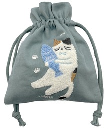 attiree（アティレー）の「ねこねこ 刺繍巾着 小物入れ（ポーチ）」