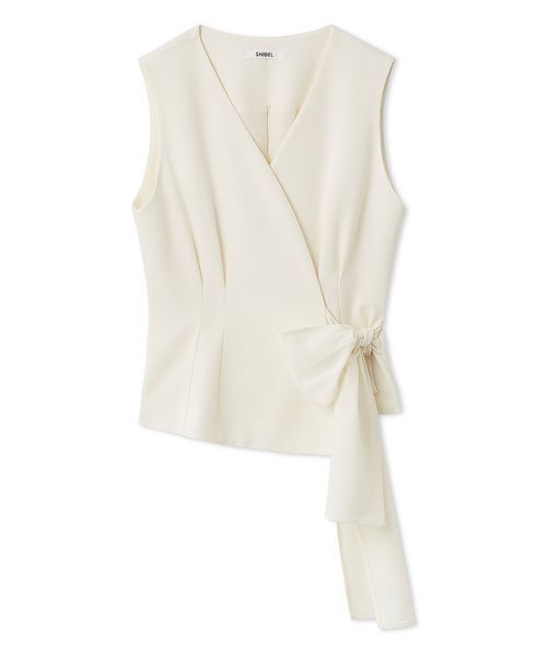 SNIDEL(スナイデル)の「Sustainableペプラムベストトップス(シャツ/ブラウス・レディース・ネイビー/アイボリー/グレー・F)」の2枚目の写真
