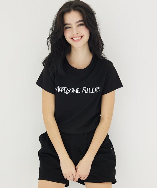 AWESOME STUDIO(オーサムスタジオ)の「アサムロゴクロップスリムフィット半袖Tシャツブラック(Tシャツ/カットソー・レディース・その他・FREE)」の6枚目の写真