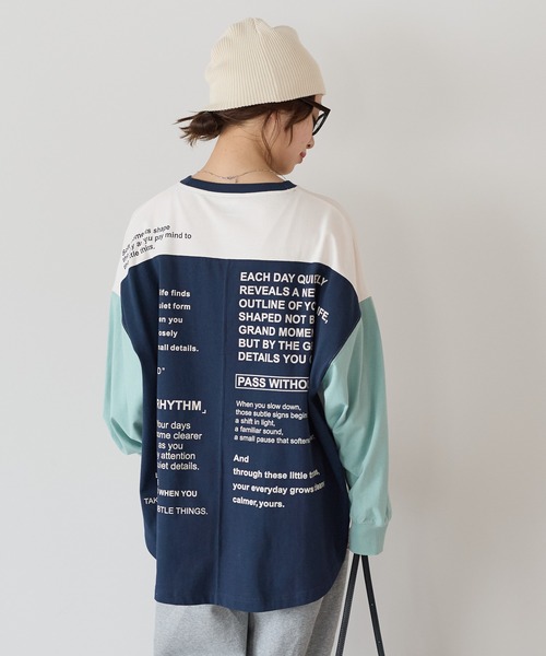 HEART MARKET(ハートマーケット)の「アシメバックロゴ配色BigT(Tシャツ/カットソー・レディース・グリーン/ピンク/ネイビー/イエロー/ナチュラル・FREE)」の2枚目の写真