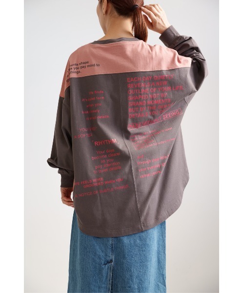 HEART MARKET(ハートマーケット)の「アシメバックロゴ配色BigT(Tシャツ/カットソー・レディース・グリーン/ピンク/ネイビー/イエロー/ナチュラル・FREE)」の5枚目の写真