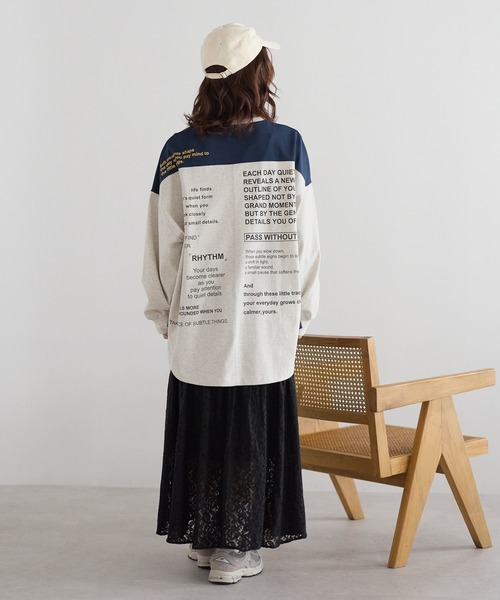 HEART MARKET(ハートマーケット)の「アシメバックロゴ配色BigT(Tシャツ/カットソー・レディース・グリーン/ピンク/ネイビー/イエロー/ナチュラル・FREE)」の6枚目の写真