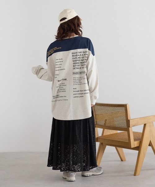HEART MARKET(ハートマーケット)の「アシメバックロゴ配色BigT(Tシャツ/カットソー・レディース・グリーン/ピンク/ネイビー/イエロー/ナチュラル・FREE)」の7枚目の写真