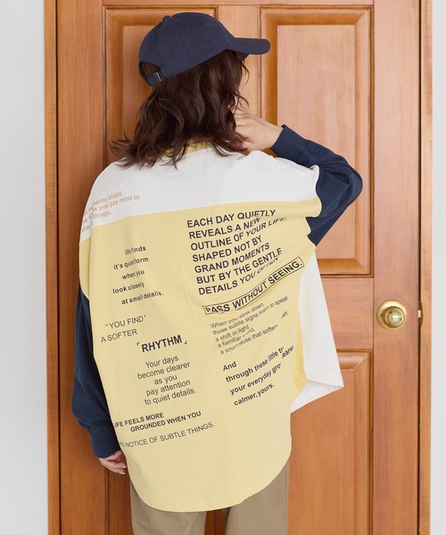 HEART MARKET(ハートマーケット)の「アシメバックロゴ配色BigT(Tシャツ/カットソー・レディース・グリーン/ピンク/ネイビー/イエロー/ナチュラル・FREE)」の15枚目の写真