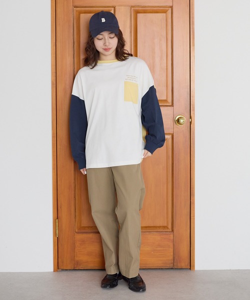 HEART MARKET(ハートマーケット)の「アシメバックロゴ配色BigT(Tシャツ/カットソー・レディース・グリーン/ピンク/ネイビー/イエロー/ナチュラル・FREE)」の16枚目の写真