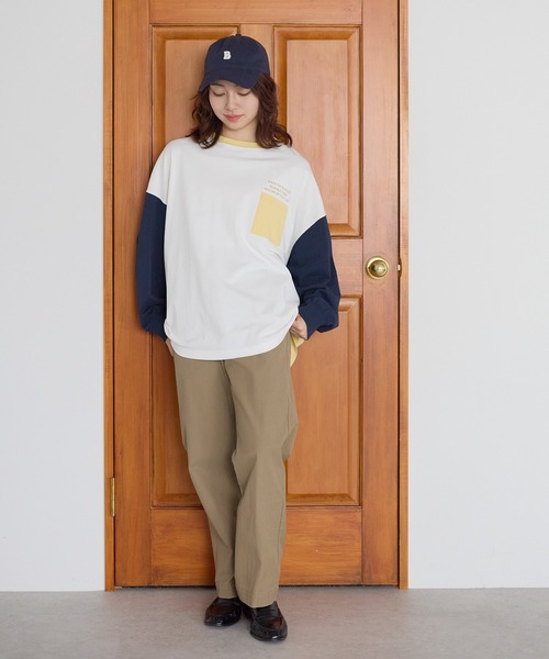 HEART MARKET(ハートマーケット)の「アシメバックロゴ配色BigT(Tシャツ/カットソー・レディース・グリーン/ピンク/ネイビー/イエロー/ナチュラル・FREE)」の17枚目の写真