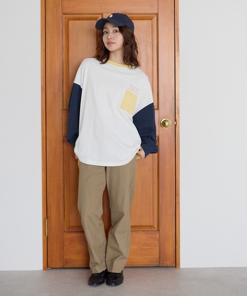 HEART MARKET(ハートマーケット)の「アシメバックロゴ配色BigT(Tシャツ/カットソー・レディース・グリーン/ピンク/ネイビー/イエロー/ナチュラル・FREE)」の18枚目の写真