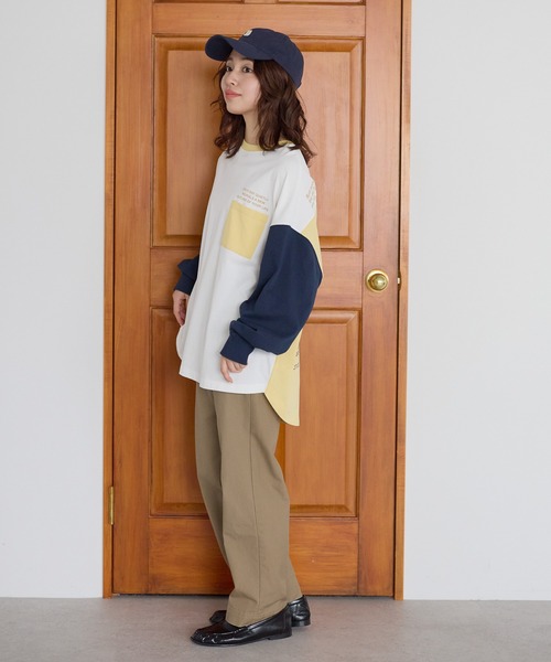 HEART MARKET(ハートマーケット)の「アシメバックロゴ配色BigT(Tシャツ/カットソー・レディース・グリーン/ピンク/ネイビー/イエロー/ナチュラル・FREE)」の19枚目の写真