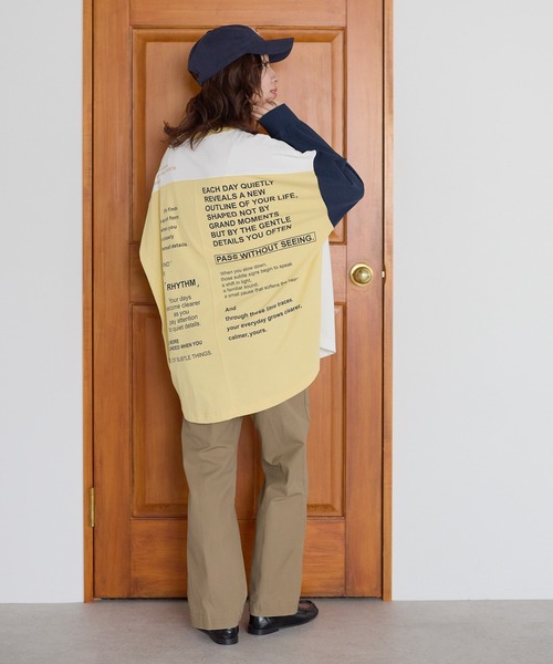 HEART MARKET(ハートマーケット)の「アシメバックロゴ配色BigT(Tシャツ/カットソー・レディース・グリーン/ピンク/ネイビー/イエロー/ナチュラル・FREE)」の22枚目の写真