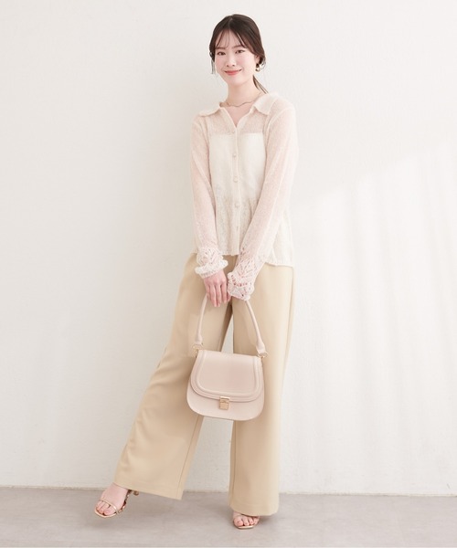 natural couture(ナチュラルクチュール)の「衿付きデザインスリーブニット(カーディガン/ボレロ・レディース・ブラック/アイボリー/ブルー/ピンク・FREE)」の7枚目の写真