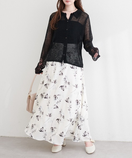 natural couture(ナチュラルクチュール)の「衿付きデザインスリーブニット(カーディガン/ボレロ・レディース・ブラック/アイボリー/ブルー/ピンク・FREE)」の15枚目の写真