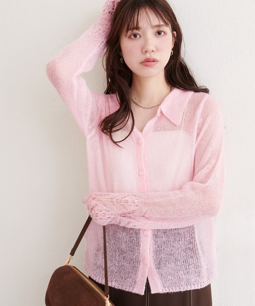 natural couture(ナチュラルクチュール)の「衿付きデザインスリーブニット(カーディガン/ボレロ・レディース・ブラック/アイボリー/ブルー/ピンク・FREE)」の22枚目の写真