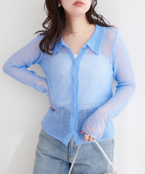 natural couture(ナチュラルクチュール)の「衿付きデザインスリーブニット(カーディガン/ボレロ・レディース・ブラック/アイボリー/ブルー/ピンク・FREE)」の16枚目の写真