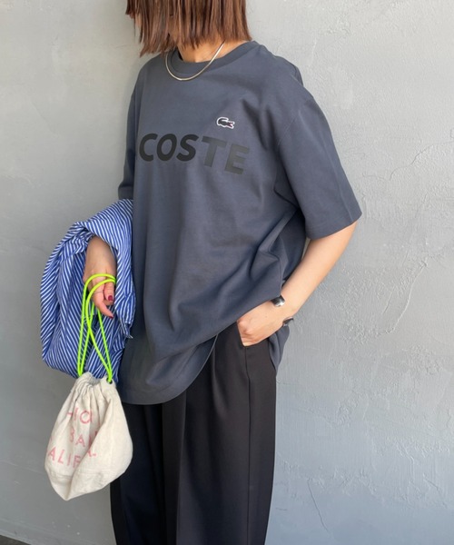 LACOSTE（ラコステ）の「[LACOSTE/ラコステ] ヘビーウェイト ロゴプリントTシャツ（Tシャツ/カットソー・レディース・ホワイト/キナリ/ブラック/チャコールグレー・2/4/3）」の4枚目の写真