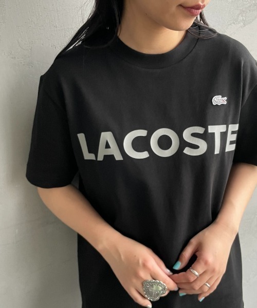 LACOSTE（ラコステ）の「[LACOSTE/ラコステ] ヘビーウェイト ロゴプリントTシャツ（Tシャツ/カットソー・レディース・ホワイト/キナリ/ブラック/チャコールグレー・2/4/3）」の3枚目の写真
