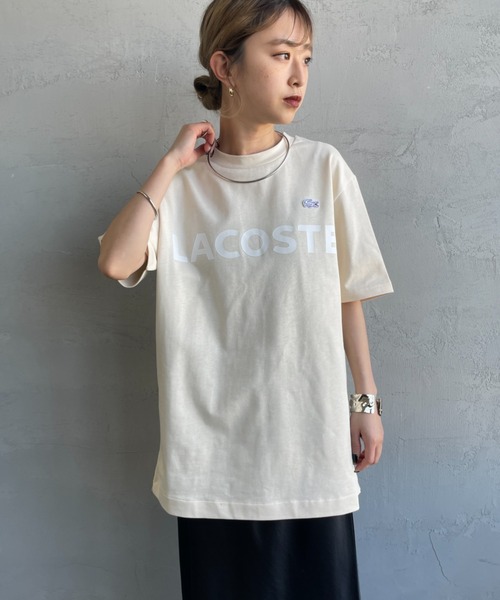 LACOSTE（ラコステ）の「[LACOSTE/ラコステ] ヘビーウェイト ロゴプリントTシャツ（Tシャツ/カットソー・レディース・ホワイト/キナリ/ブラック/チャコールグレー・2/4/3）」の7枚目の写真