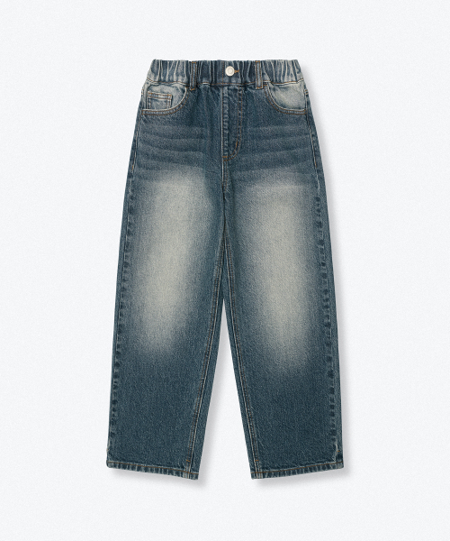 MUSINSA STANDARD KIDS（ムシンサスタンダードキッズ）の「ビッグブラシワイドバンディングデニムパンツ[ミディアムインディゴ]（デニムパンツ・レディース・その他・100/110/120/130/140/150/160）」の3枚目の写真